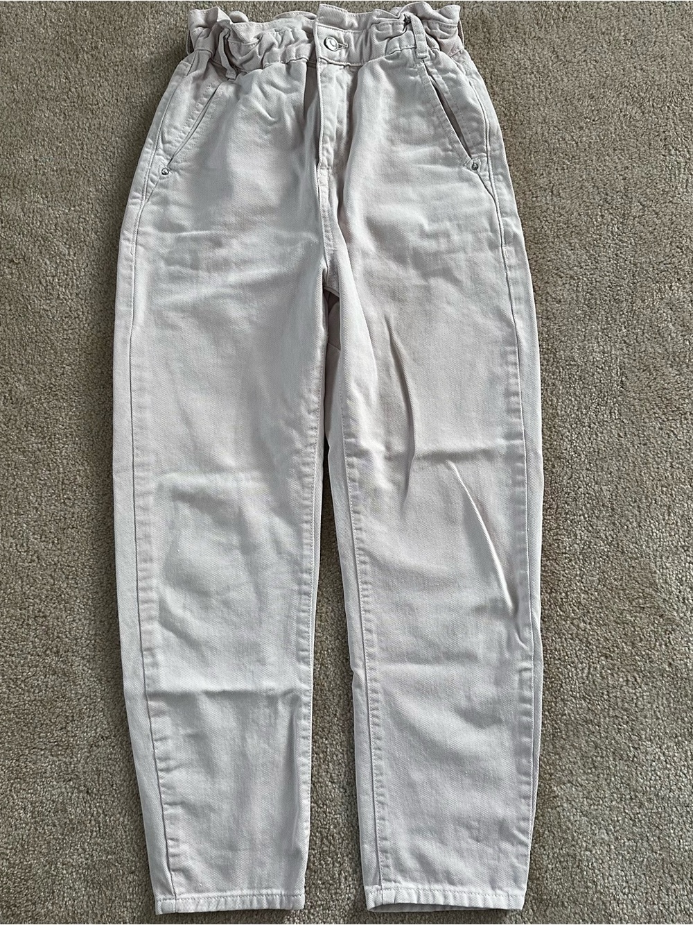 Zara Light Pink High-Rise Paperbag Jeans